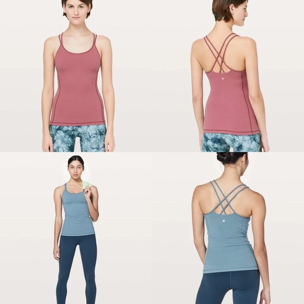 2PC- Lululemon Size 6 Lululemon Free To Be Tank *Nulu Misty Merlot/Slat Blue